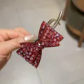 Pince à cheveux torsadée nœud papillon haut de gamme strass style luxueux de tête. - Rouge
