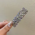 Pince à cheveux strass scintillante pour femmes, barrette cristal brillante pour frange et coiffure. - Rectangle Large - Blanc
