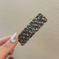 Pince à cheveux étincoyante en strass cristal, barrette élégante foncée pour femme élégante. - Rectangle Large - Gris