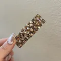 Barrette à cheveux rectangulaire en strass bruns scintillants, pince élégante pour femmes. - Rectangle Large - Champagne