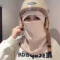 Winter cycling face mask detail view, fleece lined warm headwear and helmet inner liner design. - S Label Balaclava [Khaki]