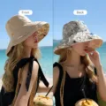 Women's reversible wide brim bucket hat, stylish floral and solid dual-use sunhat for summer. - Double-Sided Large Flower [Khaki]