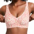 Nahtloser Damen Jelly-BH mit tiefem V-Ausschnitt und rosa Leo-Print, weich und sehr bequem. - Rosa Leopardenmuster