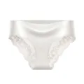 White satin lace panties with high waist and breathable design for women main view. - S / Bottoms / White