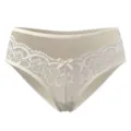 Hüfthohe sexy Damen-Spitzenhöschen mit Spitze, atmungsaktiver Baumwollzwickel, nahtlos. - S / Hautfarben