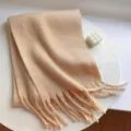 Gezellige effen mohair franje sjaal voor dames en heren, zachte warme comfortabele winter sjaal. - Havermout