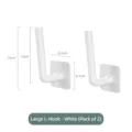 White self-adhesive L-shaped hooks heavy duty wall mount storage hooks set of 2 pcs - White