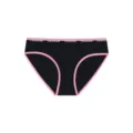 Slip donna a vita bassa senza cuciture in nero con bordo rosa a contrasto e cinturino. - Taglia S / Sfumato Nero e Rosa