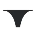 Women low-waist seamless thong with gold rings and adjustable elastic straps in black. - S / Black