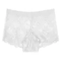 White lace women's boyshorts underwear, high elastic breathable panty for daily comfort. - S / White