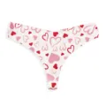 Damen sexy nahtlose niedrige Tanga Unterwäsche mit roten und rosa Herzen Druck für Alltag. - S / Weißer Boden Rosa Herz