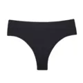 Women black seamless high waist thong underwear solid color minimalist underwear breathable - S / Black