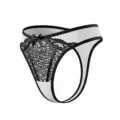 Sexy low-waisted lace panties for women, comfortable black and white thong with bow. - S / Black