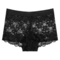 Women's black lace boxer briefs breathable high elastic lace underwear comfortable - S / Black