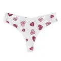 Sexy Damen T-String nahtlose Unterwäsche tiefstehend mit Herz Zebra Druck atmungsaktiv - S / Weiß mit roten Herzen