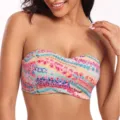 Women's seamless strapless bandeau bra with colorful floral print, anti-slip jelly support. - S / Macarons