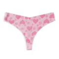 Sexy nahtlose Damen-Tanga Unterwäsche in Rosa mit Herzen und Rosen Muster, atmungsaktiv. - S / Rosa Hintergrund Herz
