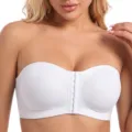 Strapless front closure bra seamless anti-slip comfort push up underwear for women. - S / White