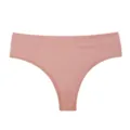 Pink seamless thong for women, high-waist minimalist design, comfortable daily underwear. - S / Pink