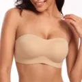 Women's strapless nude jelly bra, seamless anti-slip bandeau bra for daily comfort and support. - S / Nude