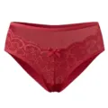 Damen High Waist Spitzenhoeschen sexy hohle atmungsaktive bequeme Baumwoll Slips rot - Rot
