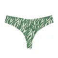 Tanga senza cuciture con stampa zebrata verde e bianco da donna, intimo sexy a vita bassa. - Verde Bamboo