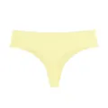Women's ice silk seamless low waist yellow thong breathable athletic T-back underwear - S / Neon Yellow