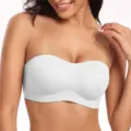 White strapless seamless jelly bra for women, anti-slip tube top bandeau for daily wear comfort. - White