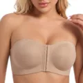 Nude strapless push-up bra with front closure, comfortable seamless design for women daily wear. - S / Nude