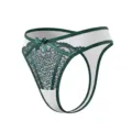 Sexy low-waist lace panties for women, green and white breathable comfortable thong underwear. - Dark Green