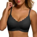 Seamless wireless jelly bra for women, deep V soft comfortable daily support underwear. - S / Black