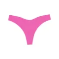 Solid pink seamless low rise thong panties, breathable minimalist beach underwear for women. - Fluorescent Pink
