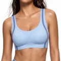 Seamless sports bra for women, wireless padded fitness crop top, shockproof quick dry gym vest - S / Tops / Blue