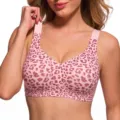 Comfortable plus size seamless wireless leopard print push up bra for women everyday lingerie. - S / Pink Leopard Print