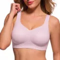 Comfortable wireless seamless daily bra in light pink color, wide straps, supportive fit. - S / Pink