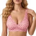 Roze luipaardprint naadloze beugelloze comfort gel bh voor dames, stijlvol dagelijks ondergoed. - S / Roze Luipaard