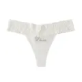 Sexy high waist lace thong for women, seamless rhinestone love panty breathable underwear - S / White