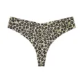 Women seamless ice silk leopard print low waist thong breathable daily sports thong underwear - S / Dark Yellow Leopard