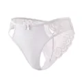 High-waisted lace panties for women, breathable cotton crotch, sexy floral cutout briefs. - S / White