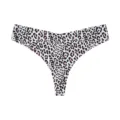 Women seamless leopard print low rise thong underwear, comfortable ice silk fabric chic style. - S / White Leopard