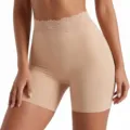 Short modellante vita alta beige bordo in pizzo mutandina contenitiva pancia piatta seamless - Taglia S / Sotto (8219) / Colore pelle