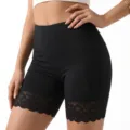 Women high waist black lace biker shorts with side pocket tummy control workout shapewear - S / Bottoms / Black