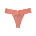 Sexy high waist lace thong with rhinestone love design peach women panties for summer daily wear - S / Orange Red