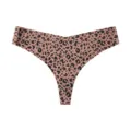 Seamless leopard print low-waist ice silk thong underwear, comfortable breathable variant. - S / Brown Leopard