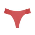 Low-waist solid color lace spliced women thong ice silk seamless sexy breathable briefs - S / Bottoms / Brick Red