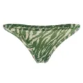 Green and white abstract print women's thong underwear, seamless comfortable bikini bottom style. - S / Light Green