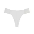 White low-rise seamless women's thong underwear with delicate side lace trim breathable fabric - White