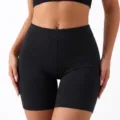 Pantalones cortos de yoga fitness negros cintura alta control de abdomen gimnasio correr - S / Bottoms / Negro
