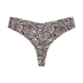 Women seamless zebra print low waist ice silk thong breathable lightweight underwear sport brief - Light Coffee Zebra