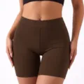 Shorts deportivos de yoga de cintura alta para mujer fitness transpirable correr gimnasio ropa - S / Bottoms / Café